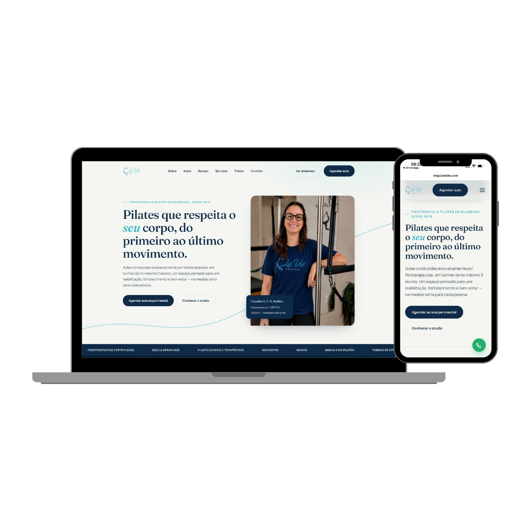 Site La Vie Pilates — Impulse Portfólio